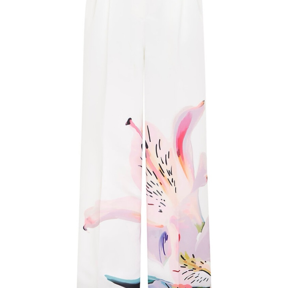 Elisha Printed Crepe Wide-Leg Pants